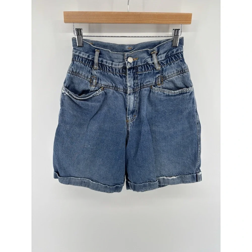 Vintage Jordache Stone Cuffed Baggy Denim Jean High Rise Shorts Sz 6 Y2K Momcore